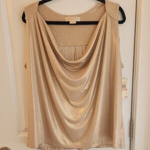 Michael Kors Shimmering Gold Drape Blouse